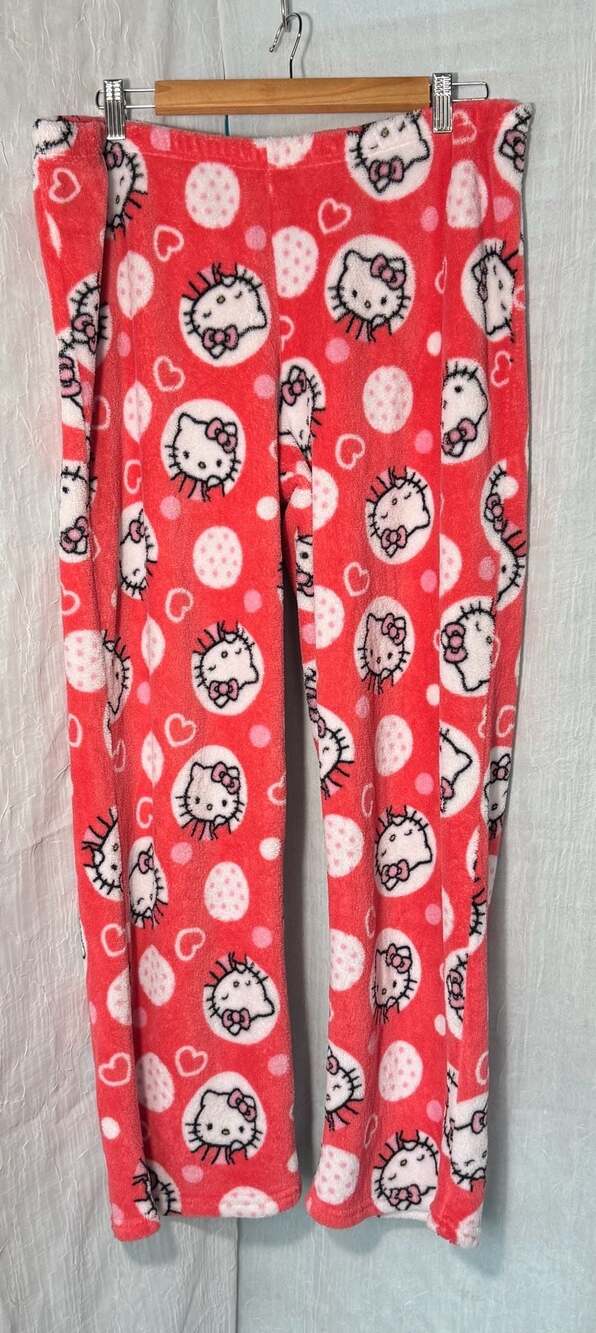 Sanrio Hello Kitty Fuzzy Fleece Sleepwear Pajama Pants XL Peach Glow
